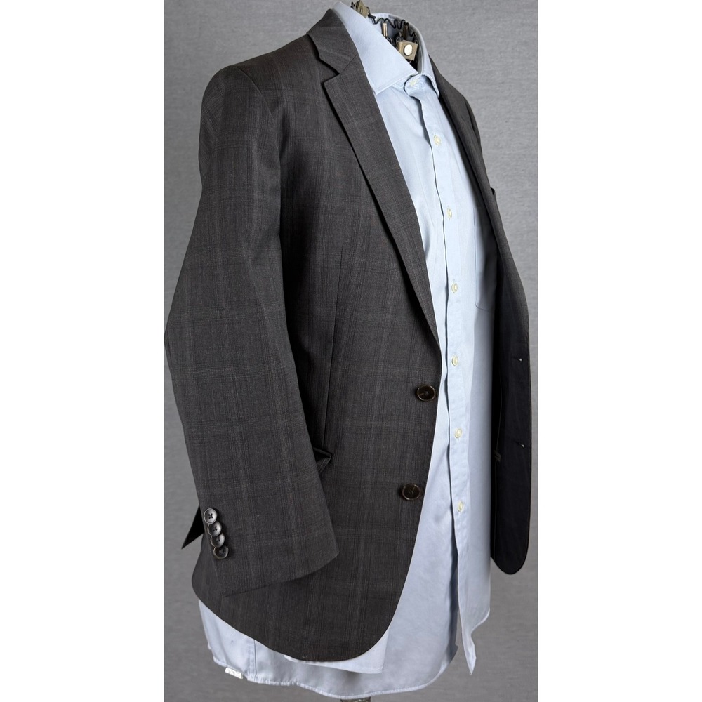 Hugo Boss Reda Super 110 Wool Blazer Mens 34R Charcoal Grey Glen Check Sport